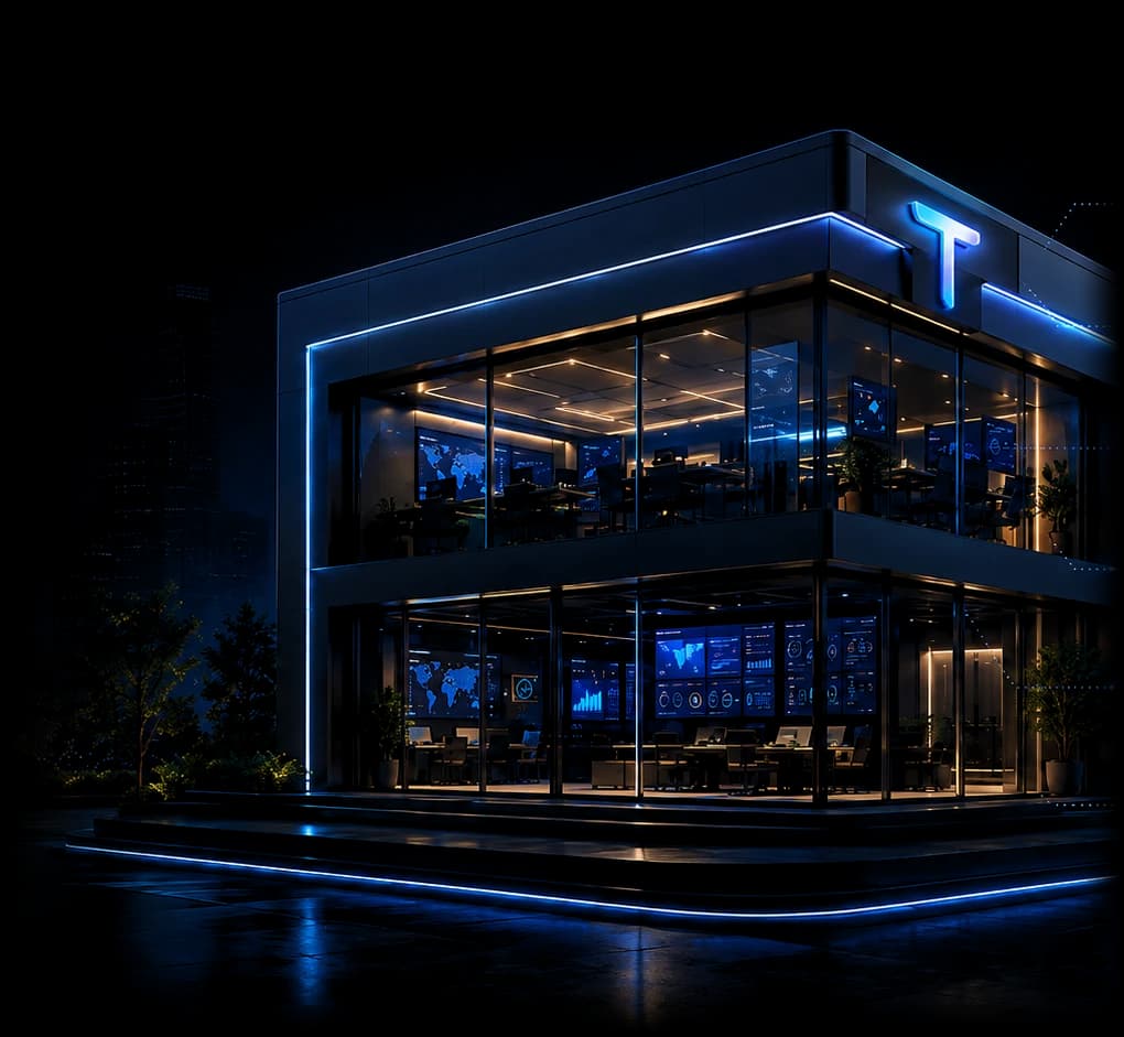 The Tomorrow’s Tech AI business system, visualised as a connected building
