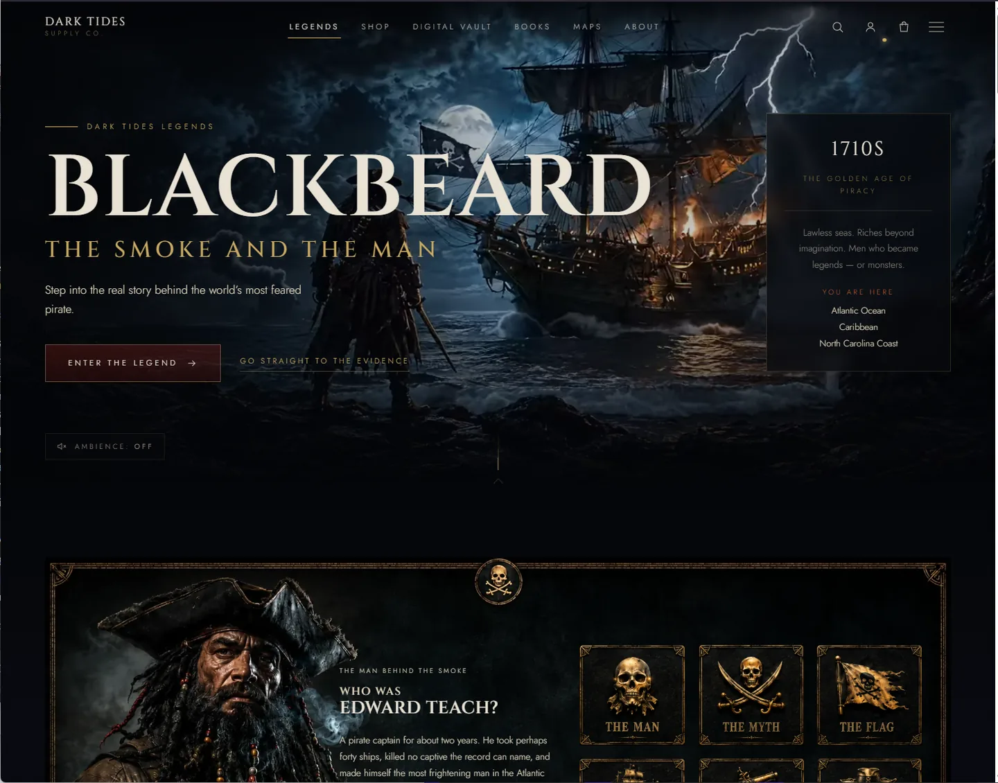 Dark Tides Supply Co Blackbeard legend page